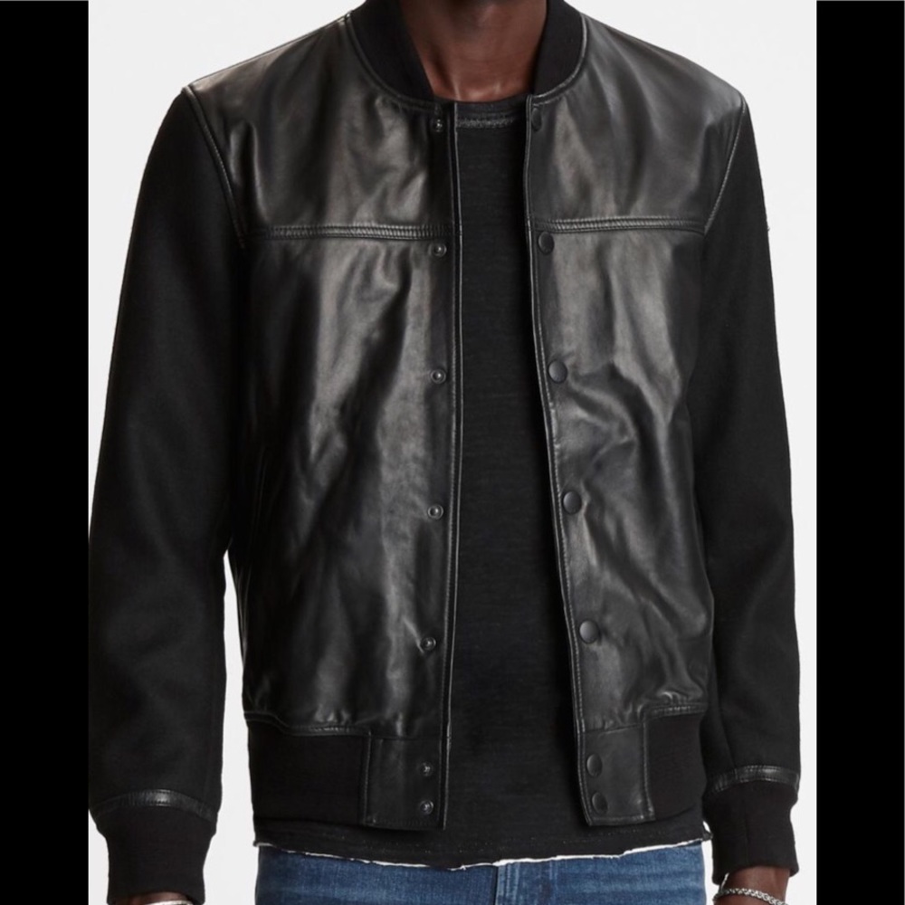 John Varvatos Varsity Leather Jacket